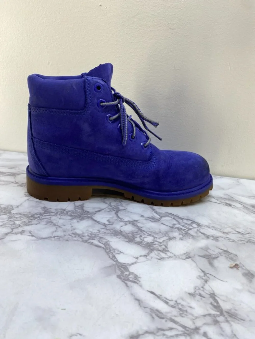 Timberland Boy's Kids Blue Suede Leather Lace Up Boots SZ 2